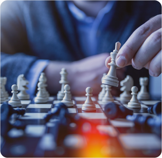 Chess pieces on a board representing strategy