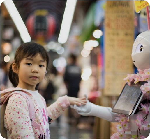 A young learner using technology to study