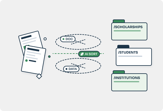 Organized file folders and categories