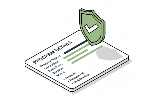 Verified program details with a trust shield