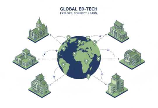 Global network of universities around a globe