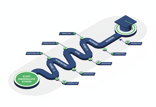 Academic pathway builder with a visual designer